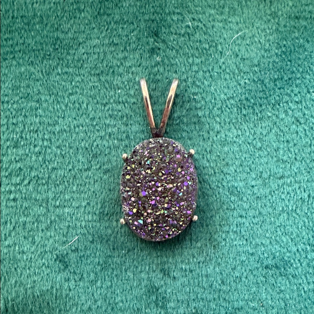 Purple Druzy Oval Pendant